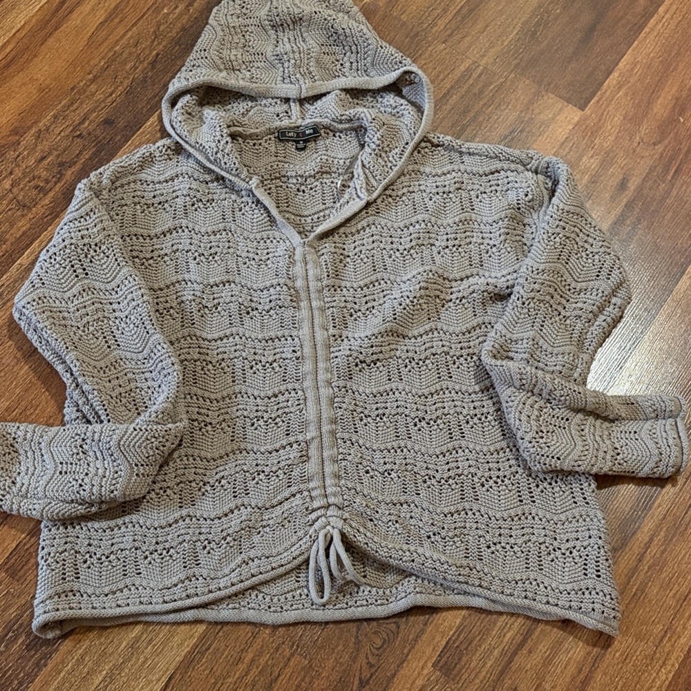 Cozy Knit Hooded Sweatshirt - Tan